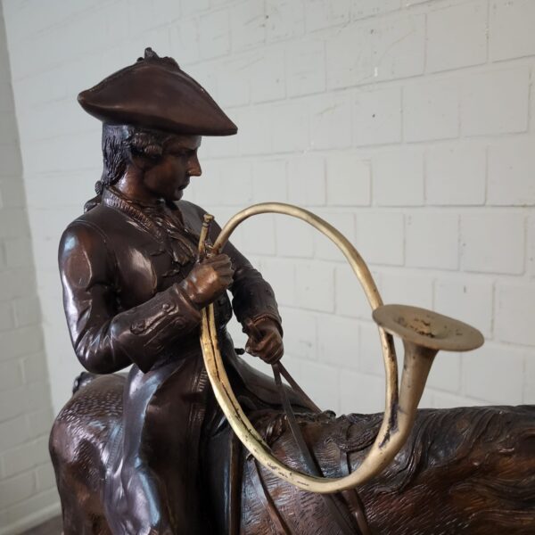 Statue Hunter on Horseback 1940 Bronze - Image 9