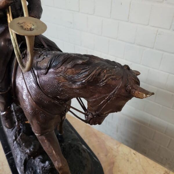 Statue Hunter on Horseback 1940 Bronze - Image 12