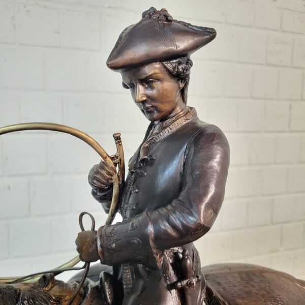 Statue Hunter on Horseback 1940 Bronze - Image 4