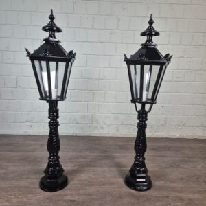 Set Garden Lights Lanterns Aluminum Black 1.10 m