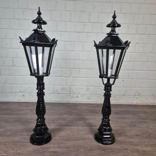 Set Garden Lights Lanterns Aluminum Black 1.10 m
