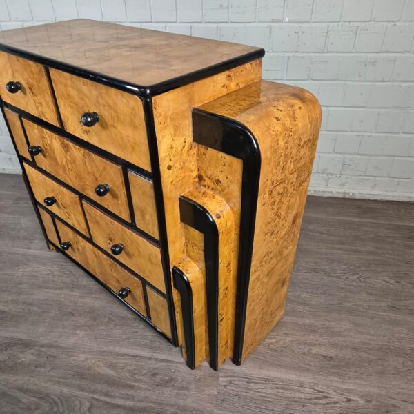 Chest of drawers Birch Veneer Art Deco 1.27 m - Image 8
