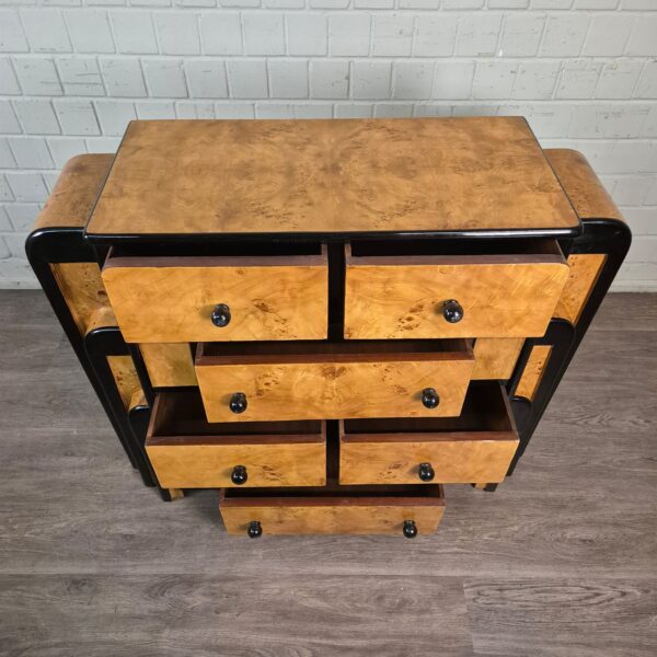 Chest of drawers Birch Veneer Art Deco 1.27 m - Image 9