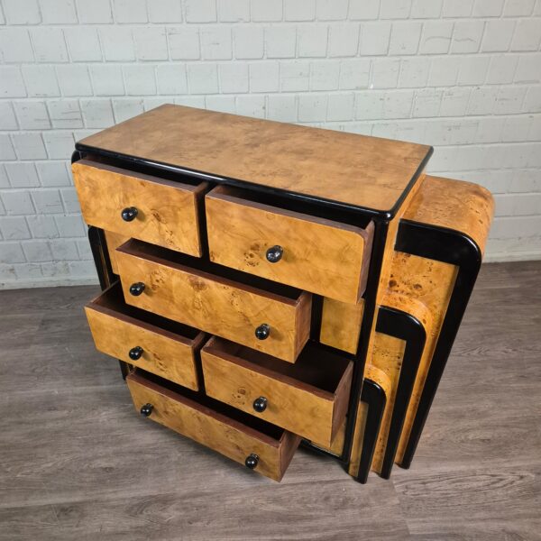 Chest of drawers Birch Veneer Art Deco 1.27 m - Image 10