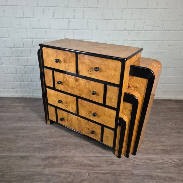 Chest of drawers Birch Veneer Art Deco 1.27 m - Image 7