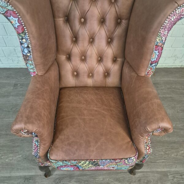 Chesterfield Wingback Chair Leather - Image 6