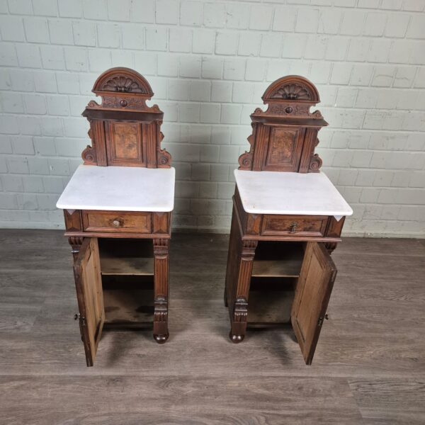 Bedside Tables Gründerzeit 1880 Walnut - Image 12