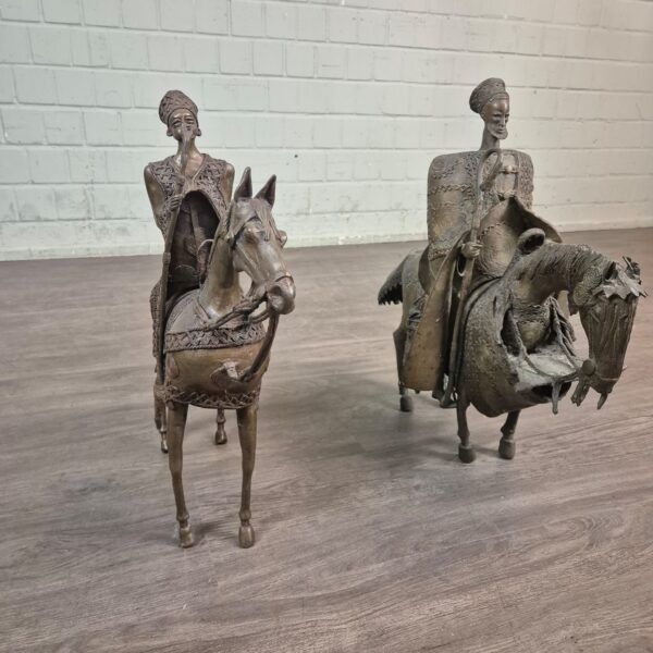 Statues Decoration Rider Set Bronze Antique 1860 - Image 3