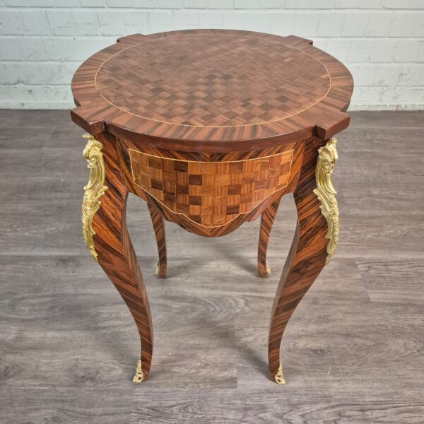 Side Table Walnut Neo-baroque Ø 0,50 m