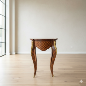 Side Table Walnut Neo-baroque Ø 0,50 m