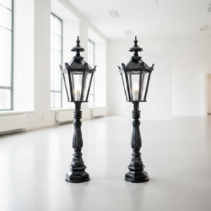 Set Garden Lights Lanterns Aluminum Black 1.10 m