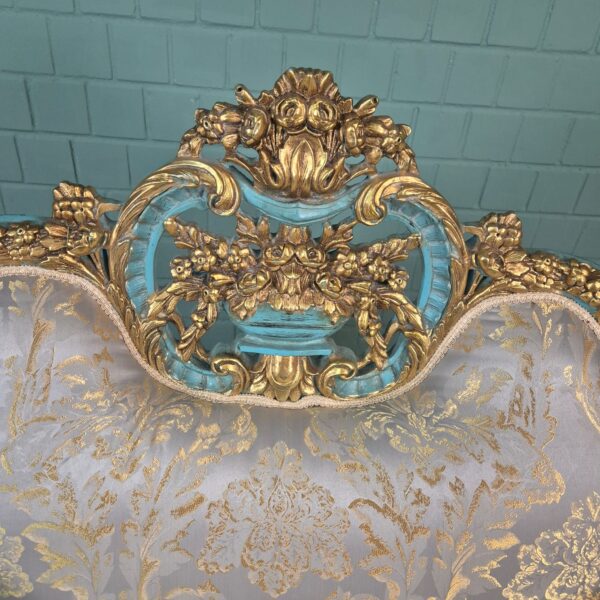 Bank Sofa Gold-Ice Blue Baroque Style 1.50 m - Image 11