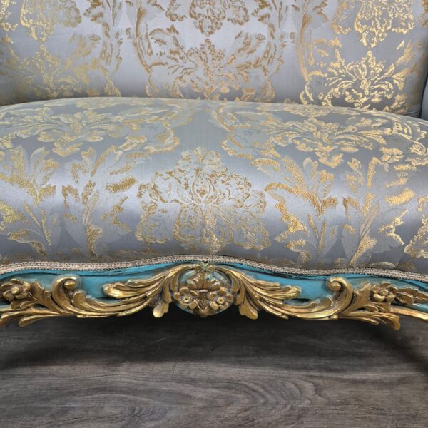 Bank Sofa Gold-Ice Blue Baroque Style 1.50 m - Image 14