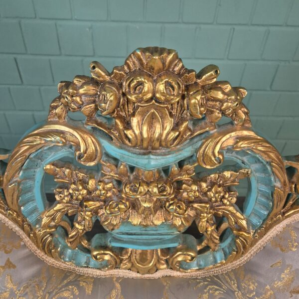 Bank Sofa Gold-Ice Blue Baroque Style 1.50 m - Image 12