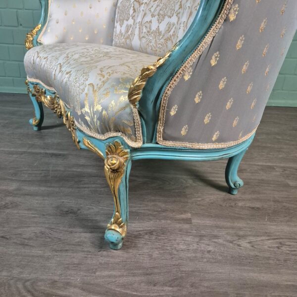 Bank Sofa Gold-Ice Blue Baroque Style 1.50 m - Image 18