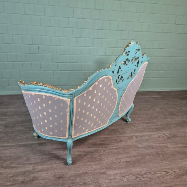 Bank Sofa Gold-Ice Blue Baroque Style 1.50 m - Image 5