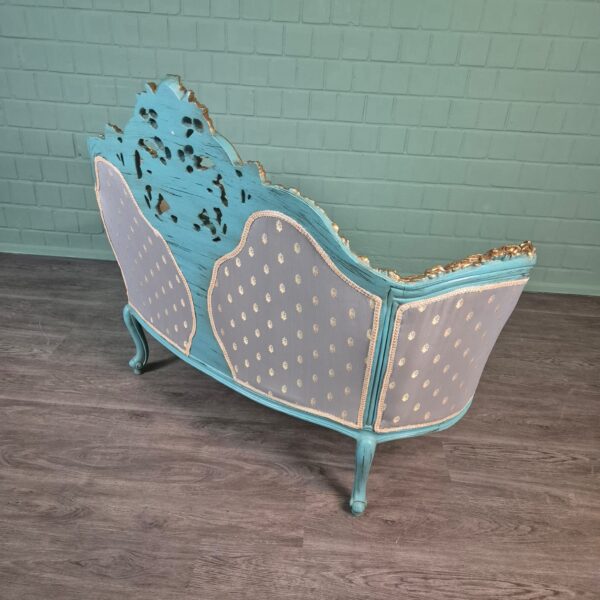 Bank Sofa Gold-Ice Blue Baroque Style 1.50 m - Image 6