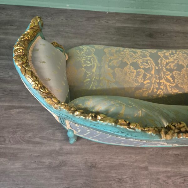 Bank Sofa Gold-Ice Blue Baroque Style 1.50 m - Image 19