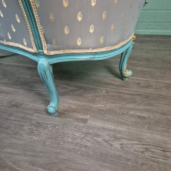 Bank Sofa Gold-Ice Blue Baroque Style 1.50 m - Image 7