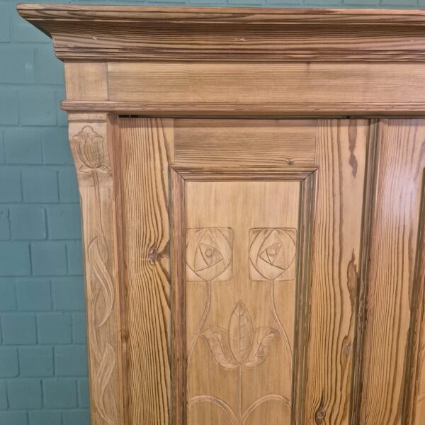 Wardrobe Jugendstil 1900 Pine - Image 4
