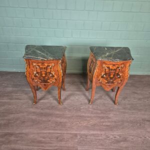 Set Bedside Tables Chest of Drawers Neo-baroque Walnut 0,50 m