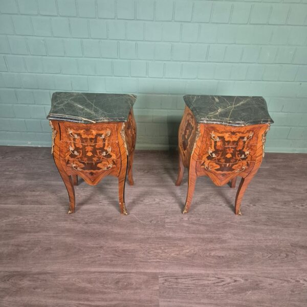 Set Bedside Tables Chest of Drawers Neo-baroque Walnut 0,50 m
