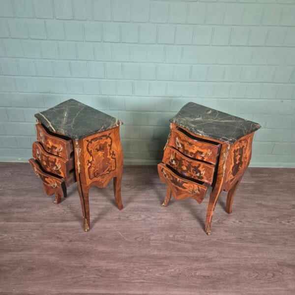 Set Bedside Tables Chest of Drawers Neo-baroque Walnut 0,50 m - Image 3