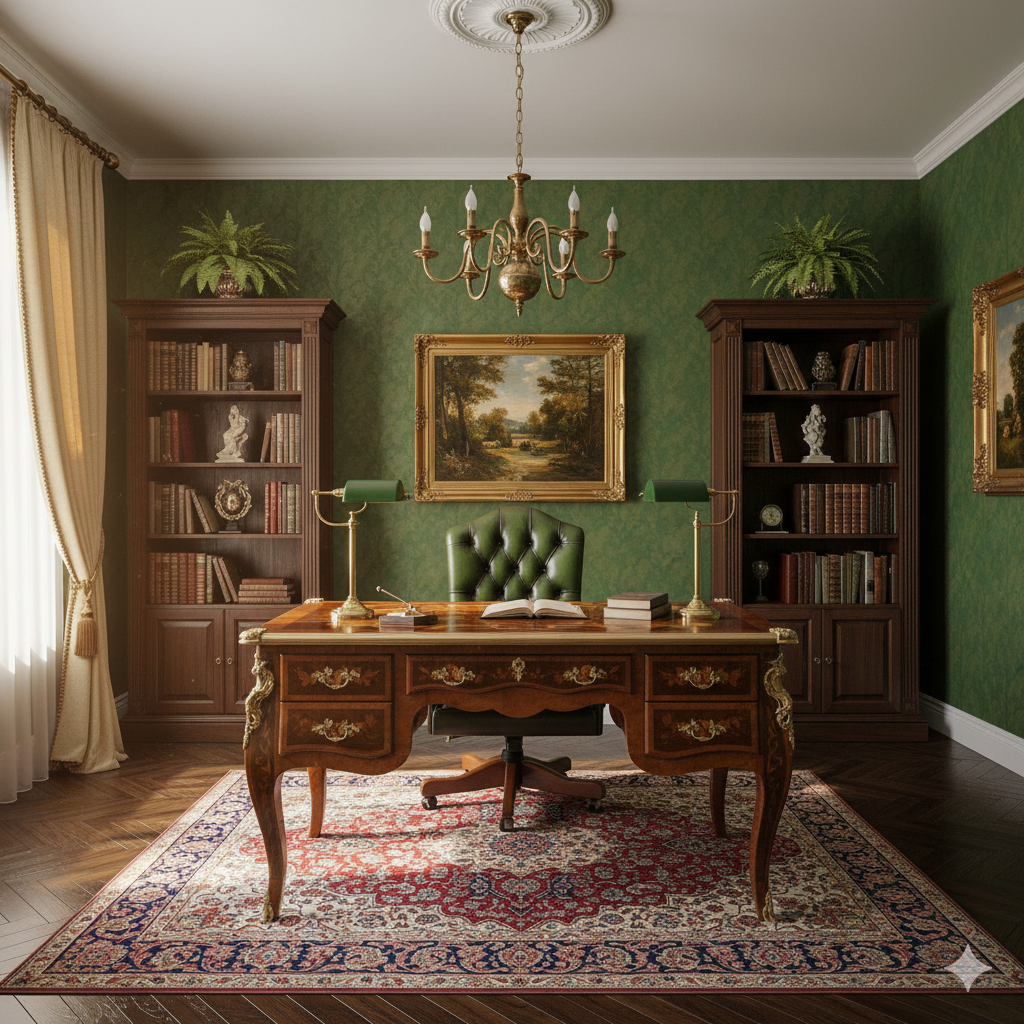 Desk Walnut Baroque Style 1,35 m x 0,75 m - Image 2