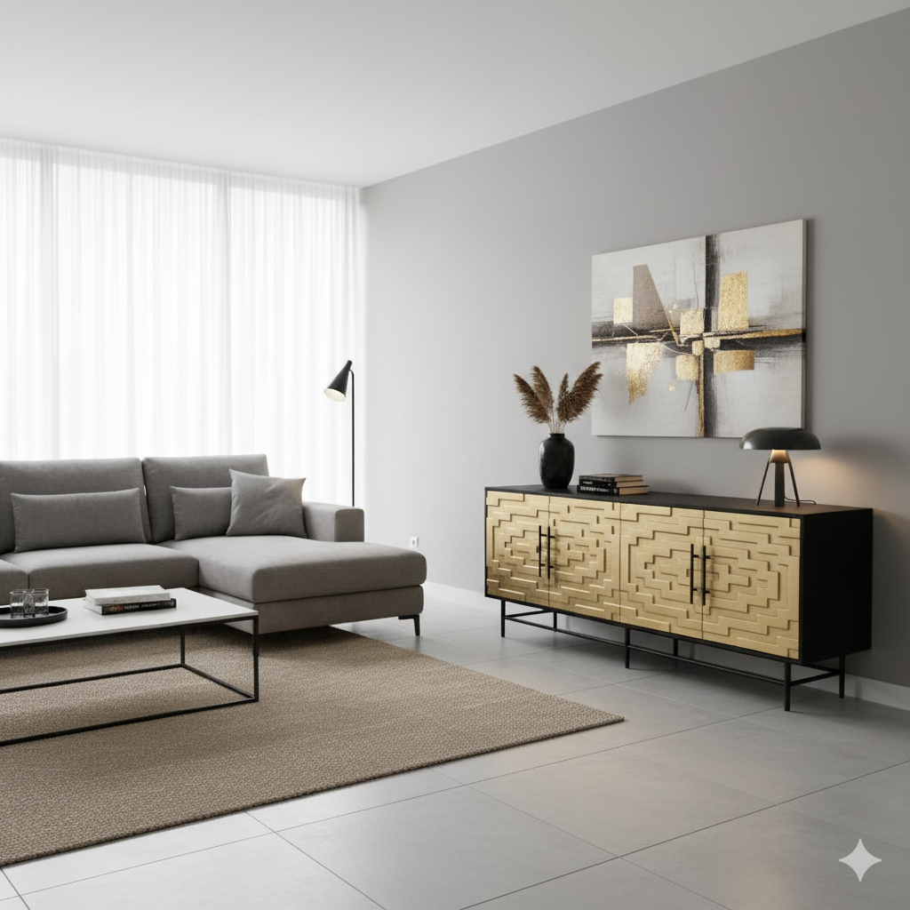 Sideboard My Sons Gold-Black Solid Wood 1,80 m - Image 2