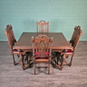 Chairs & Table Set Gründerzeit 1880 Oak