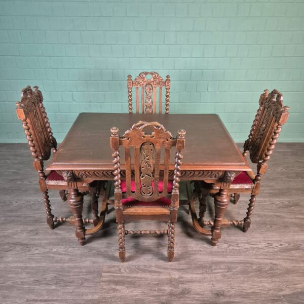 Chairs & Table Set Gründerzeit 1880 Oak