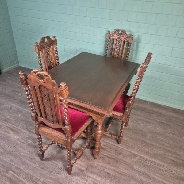 Chairs & Table Set Gründerzeit 1880 Oak - Image 4