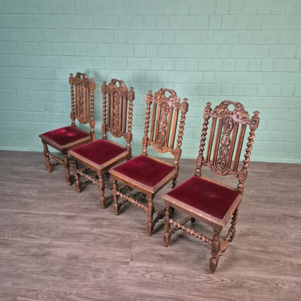 Chairs & Table Set Gründerzeit 1880 Oak - Image 5