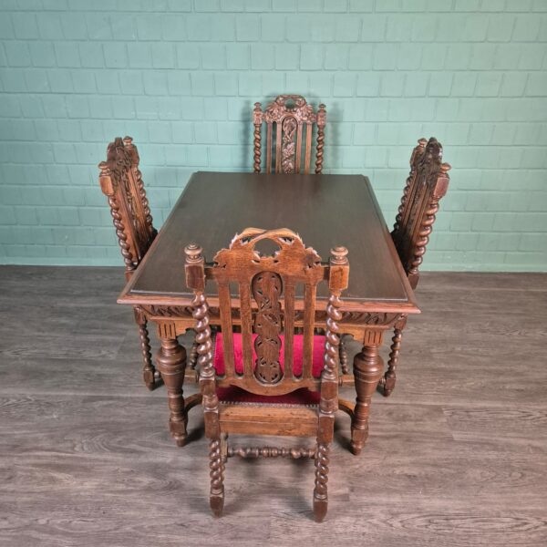 Chairs & Table Set Gründerzeit 1880 Oak - Image 2
