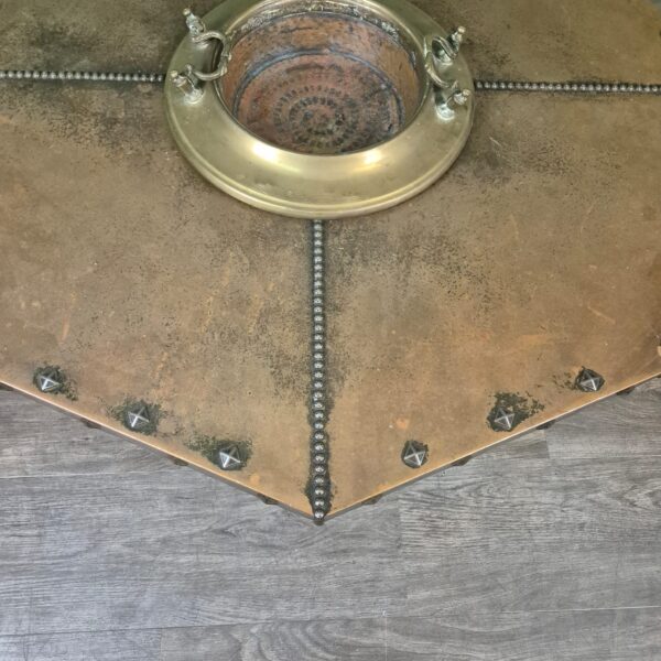 Coffee Table Art-Deco 1920 Oak Copper - Image 7