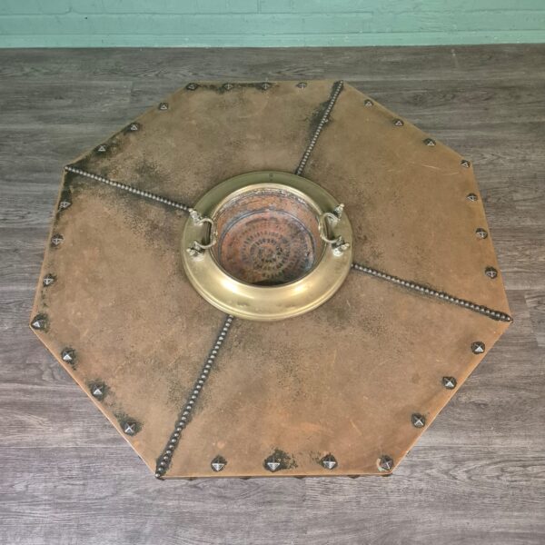 Coffee Table Art-Deco 1920 Oak Copper - Image 5