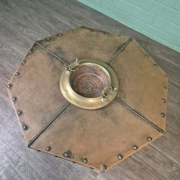 Coffee Table Art-Deco 1920 Oak Copper - Image 6