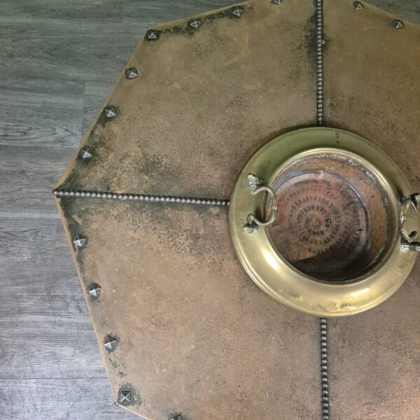 Coffee Table Art-Deco 1920 Oak Copper - Image 8