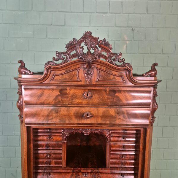 Secretary Biedermeier 1860 Mahogany - Image 10