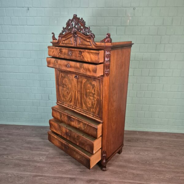 Secretary Biedermeier 1860 Mahogany - Image 16
