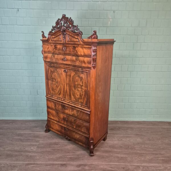 Secretary Biedermeier 1860 Mahogany - Image 3
