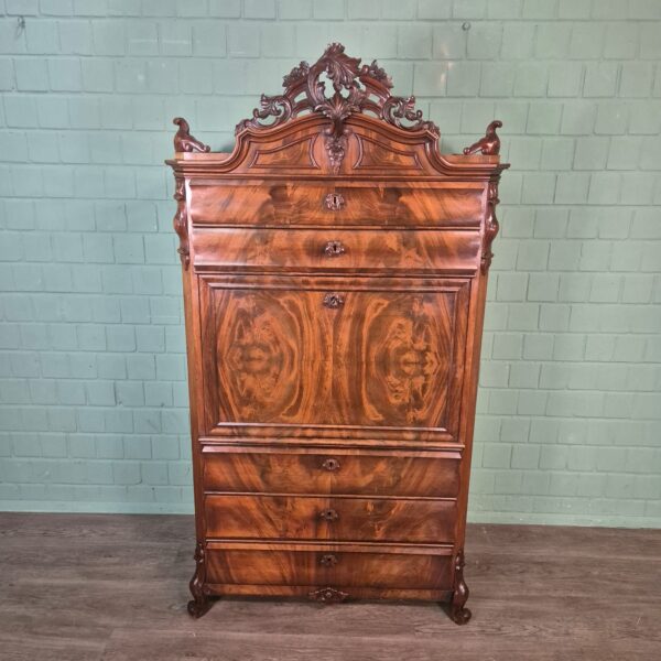 Secretary Biedermeier 1860 Mahogany - Image 2