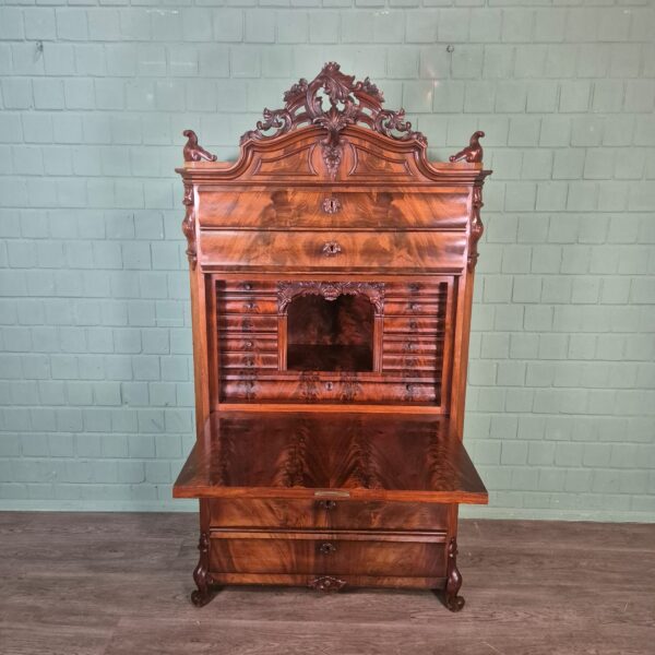 Secretary Biedermeier 1860 Mahogany - Image 9