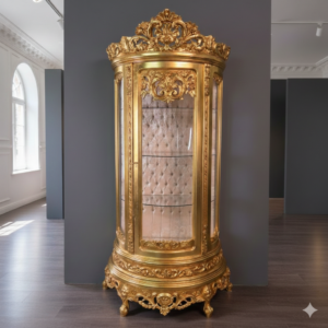 Display Cabinet Baroque Style Solid Wood Gold 1,02 m