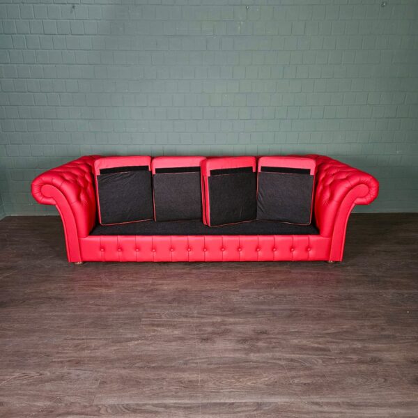 Chesterfield Sofa Leather Red 2,60 m - Image 8