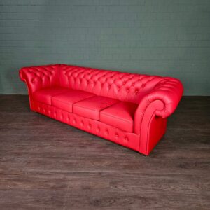 Chesterfield Sofa Leather Red 2,60 m