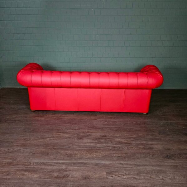 Chesterfield Sofa Leather Red 2,60 m - Image 9