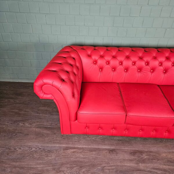 Chesterfield Sofa Leather Red 2,60 m - Image 5