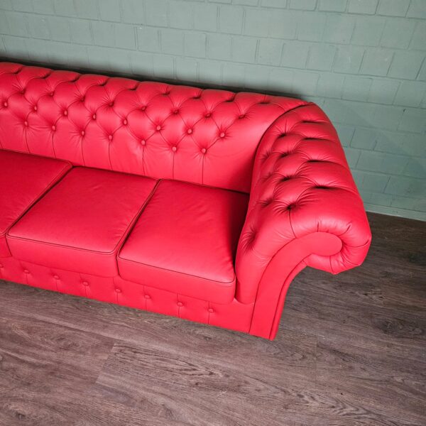 Chesterfield Sofa Leather Red 2,60 m - Image 7