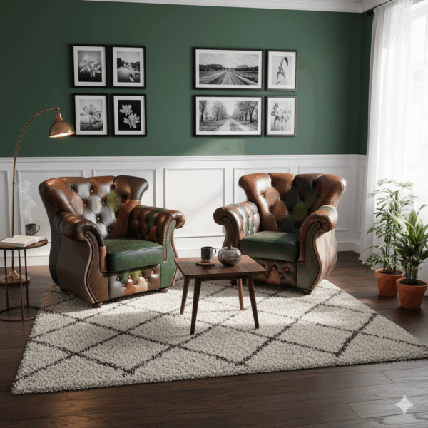 Chesterfield Armchair Leather Model Jungle Set - Image 2